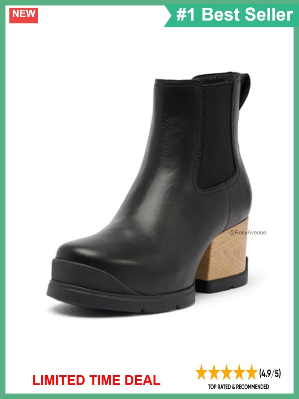 Chelsea Ankle Boots Leather Mid-Top Round Toe Rubber Sole